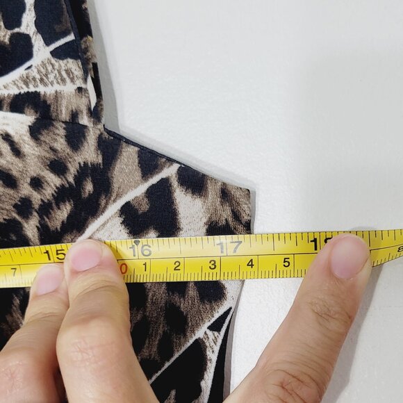 Bali Women's Black & Brown Leopard Print Sleeveless Round Neck Midi Dress Size 6 - Picture 11 of 12